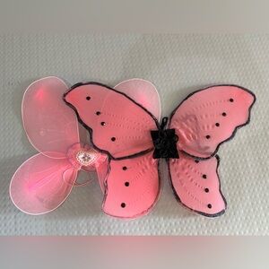 2 Pink Fairy Butterfly‎ Wings Costume Black Rhinestones flower Heart Detail